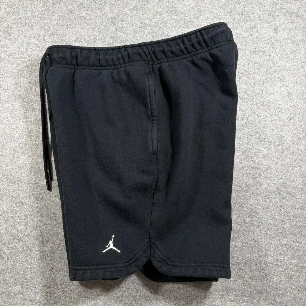 Air Jordan Fleece Sweat Shorts Mens M Black Jumpman Logo Cotton Drawstring